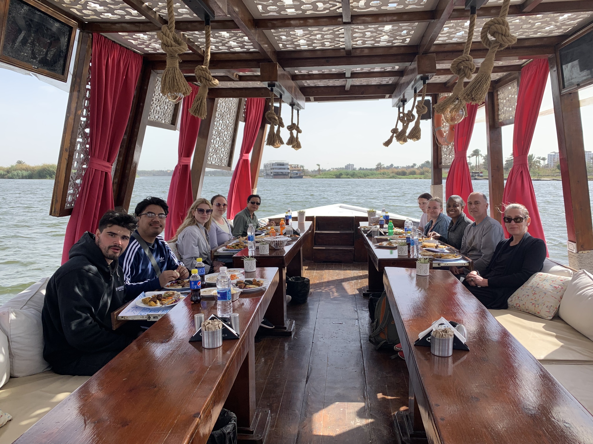 Photo of students and staff on a boat in Egypt